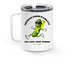 Dyl's Pickle Squad Drinkware, a White Stainless Steel Travel Mug (back-view)