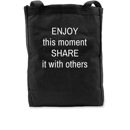 ENJOY this moment, a Black Recycled Cotton Tote Bag