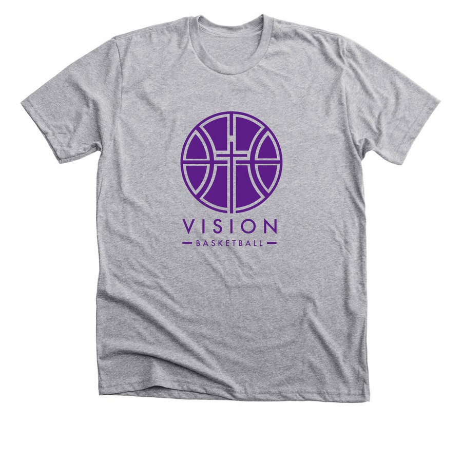 Vision Basketball - purple logo, a Athletic Heather Premium Unisex Tee