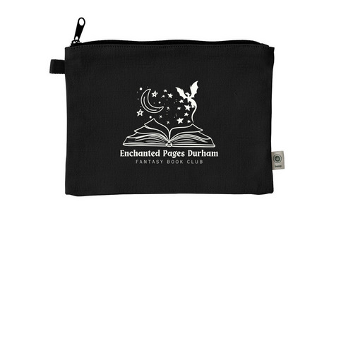 Enchanted Pages Durham Merch!, a Black 9"x7" Hemp Blend Pouch