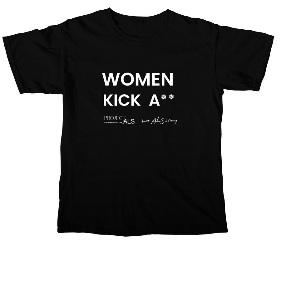 Women Kick A**, a Black Comfort Colors Unisex Tee
