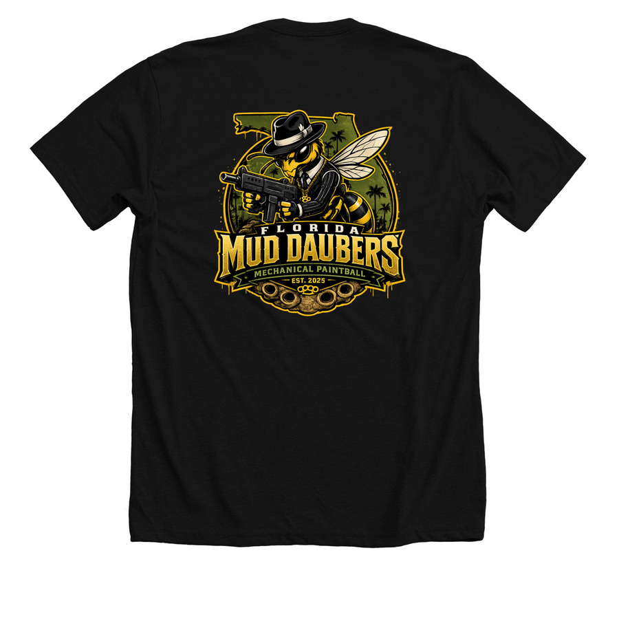 Florida Mud Daubers, a Solid Black Blend Premium Unisex Tee (back-view)