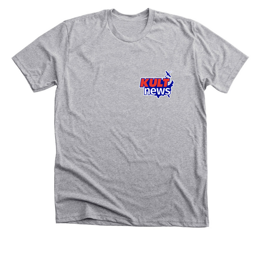 KULT News "Stickered", a Athletic Heather Premium Unisex Tee