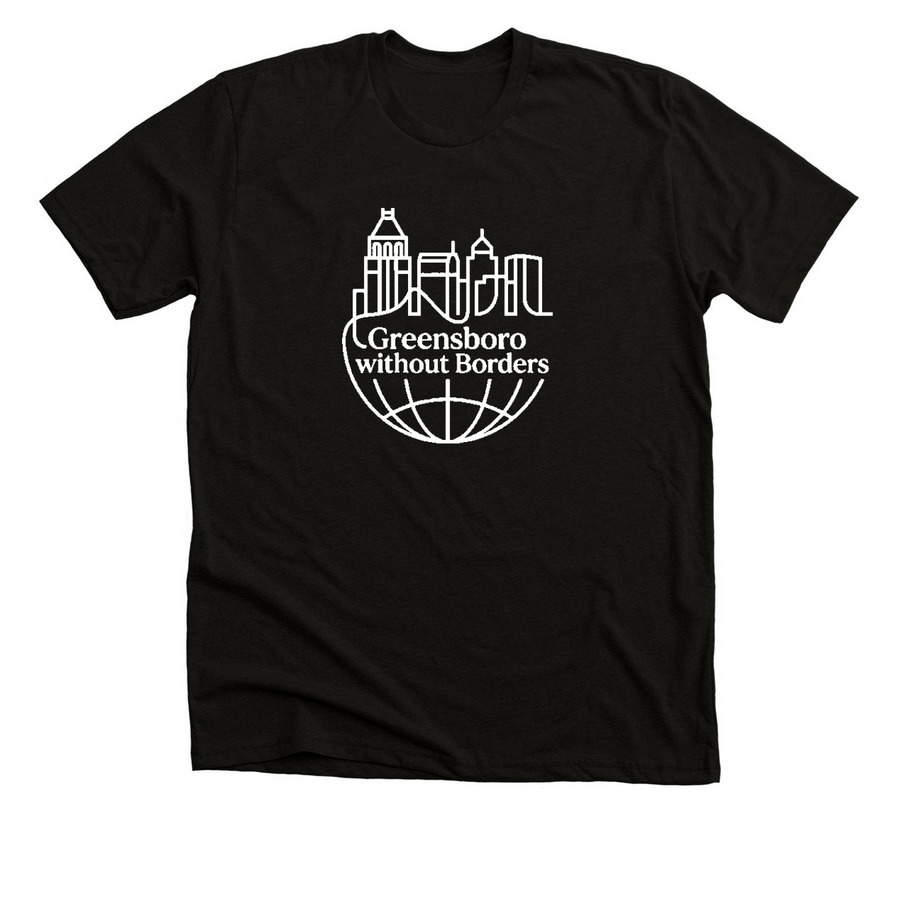 Greensboro without Borders, a Black Heather Premium Unisex Tee