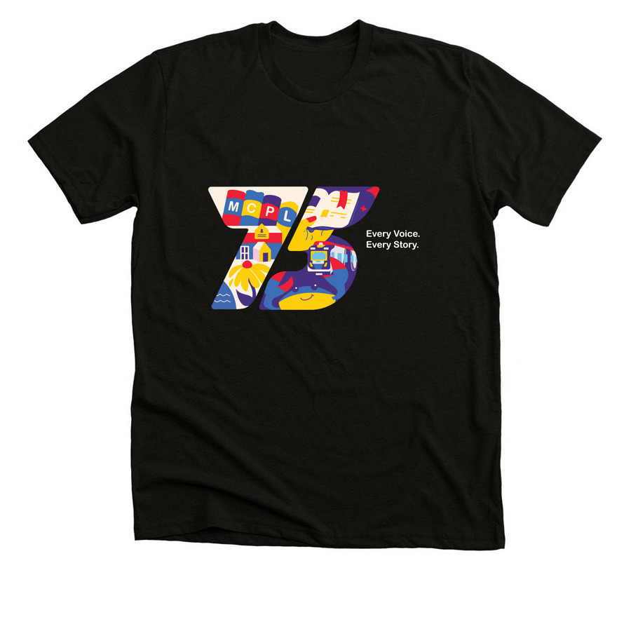 75th Anniversary Celebration, a Solid Black Blend Premium Unisex Tee