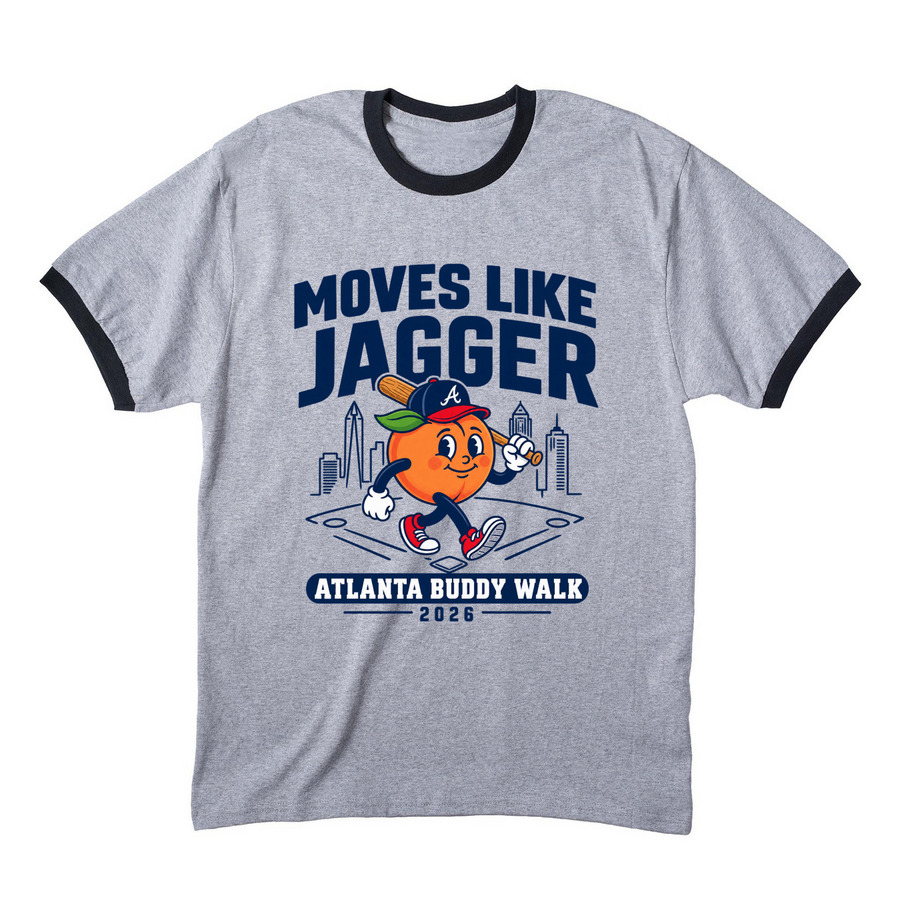 Moves Like Jagger Buddy Walk 2026, a Athletic Heather/ Jet Black Cotton Ringer Tee
