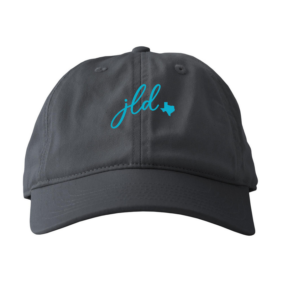JLD Script Texas Hat, a Charcoal Printed Eco Baseball Cap