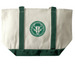 SPSA Logo Tote Bag, a Natural/Forest Large Two-Tone Canvas Tote Bag (back-view)