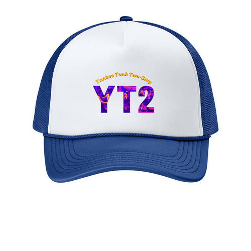 Yankee Tonk Two-Step Trucker Hat, a White/ True Royal Printed Foam Trucker Hat