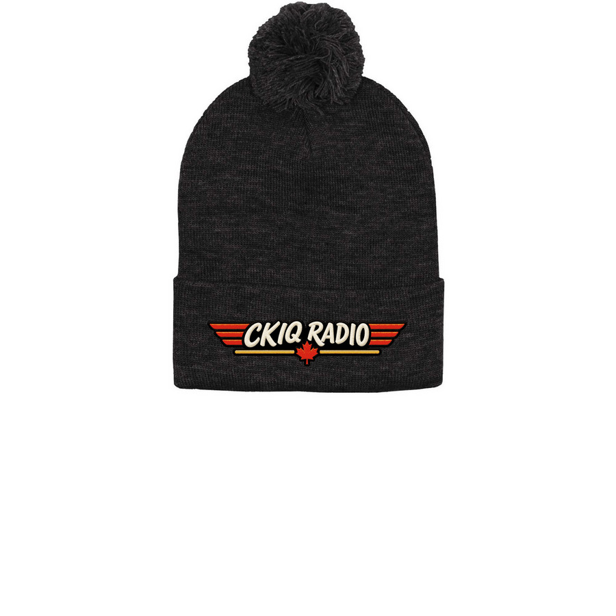 Wear this Stylish Beanie, a Heather Charcoal Printed Pom-Pom Beanie