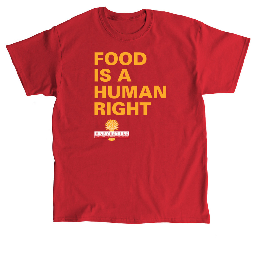 Food is a Human Right Shirts: Yellow Text, a Red Classic Unisex Tee