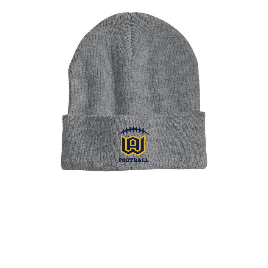 WA Football Beannie, a Dark Heather Grey Printed Cuffed Beanie