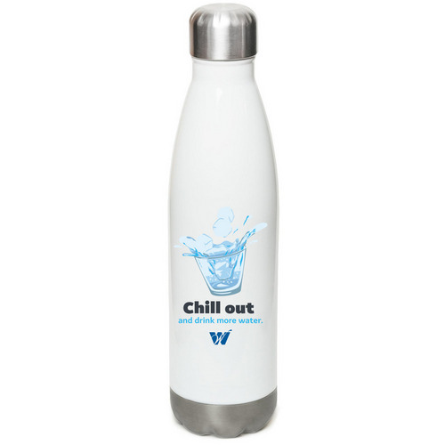 GCWW-Chill Out & Drink More Water, a White Stainless Steel Water Bottle