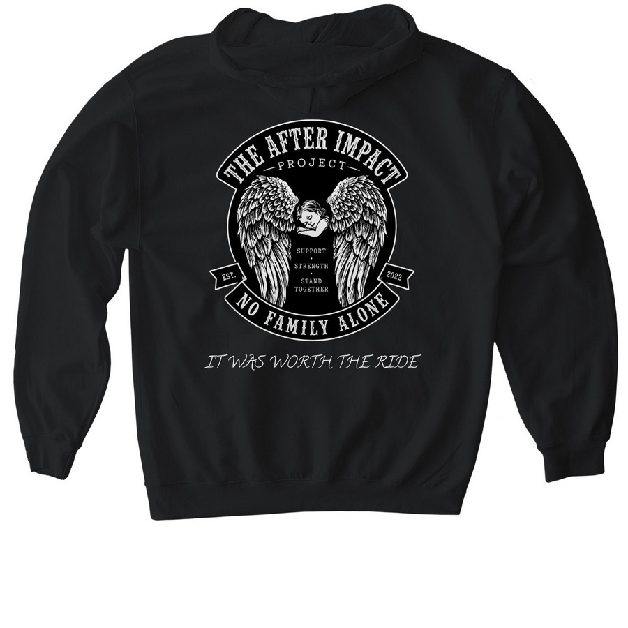 It was worth the ride, a Black Gildan Softstyle Pullover Hoodie (back-view)