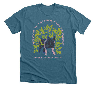 Welcome to the Enchanted Pig Forest, a Heather Deep Teal Premium Unisex Tee
