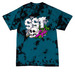 SSTLife - Deadhead, a Black/ Teal Crystal Tie Dye Tee