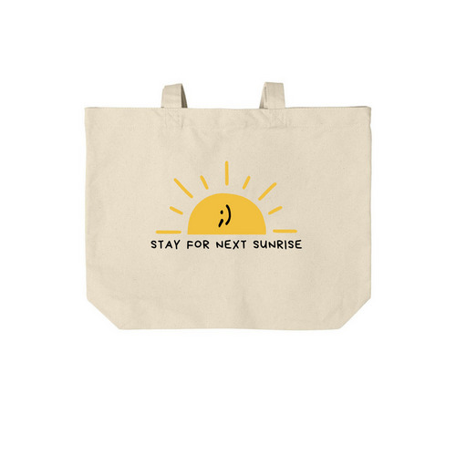 Stay for Next Sunrise Tote, a Natural Cotton Canvas Tote Bag