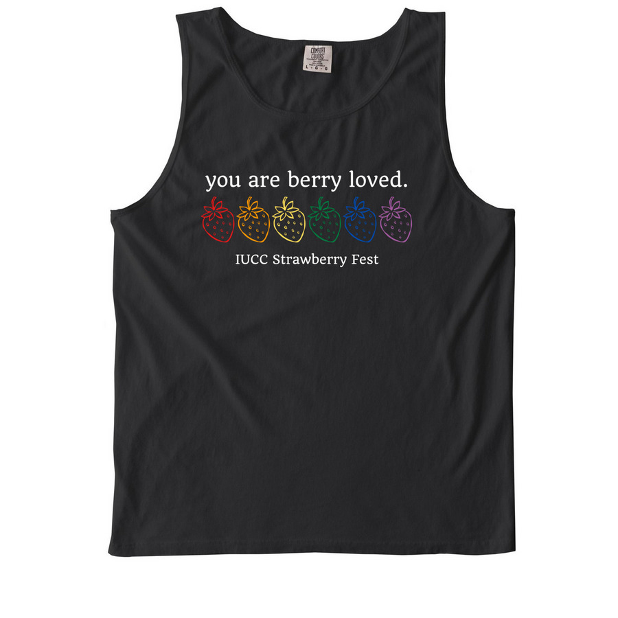 Berry loved., a Black Comfort Colors Tank Top