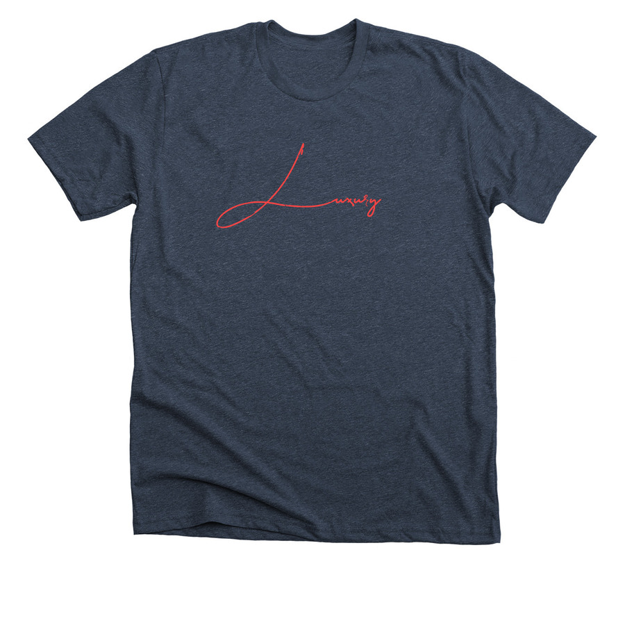 LUXURY (minimal), a Heather Midnight Navy Premium Unisex Tee