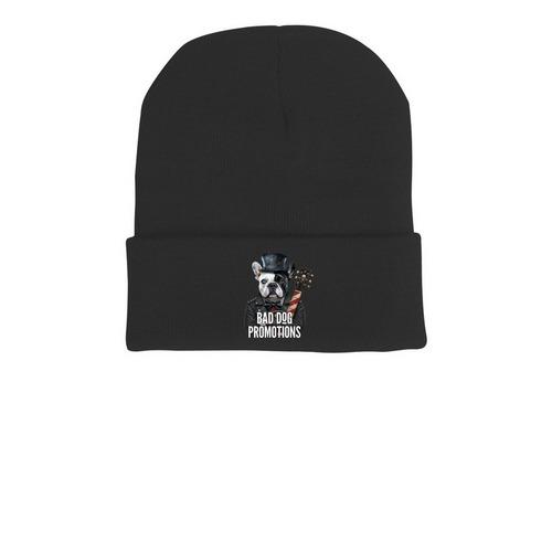 Beanie guitar logo, a Black Printed Cuffed Beanie