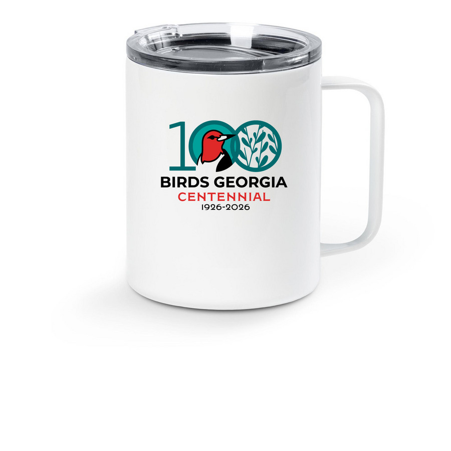 Birds Georgia Centennial Travel Mug, a White Stainless Steel Travel Mug