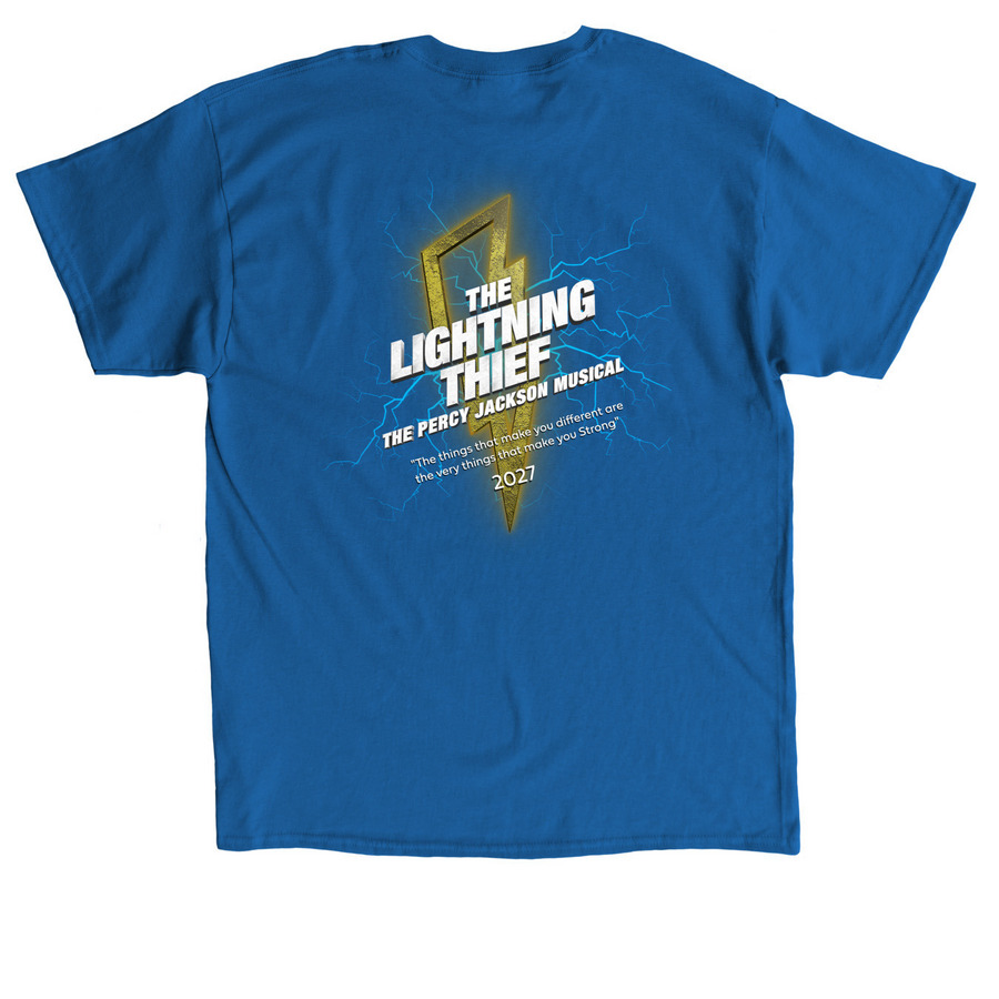 The Lightning Thief, a Royal Classic Unisex Tee (back-view)