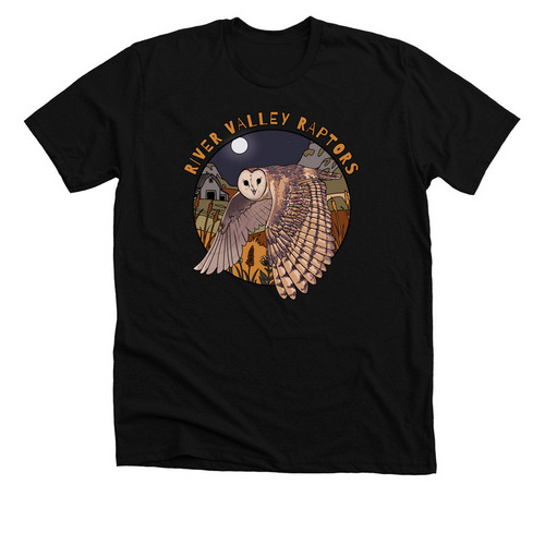 Night Watch: Barn Owl, a Solid Black Blend Premium Unisex Tee