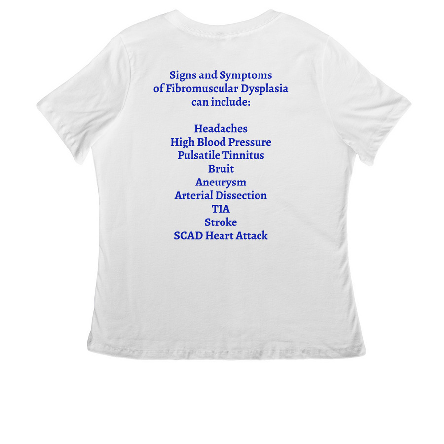 FMD - Fighting My Disease, a White Women's Relaxed V-Neck Tee (back-view)