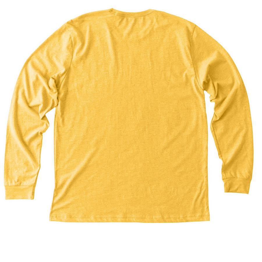Long sleeve Tee, a Heather Yellow Gold Premium Long Sleeve Tee (back-view)