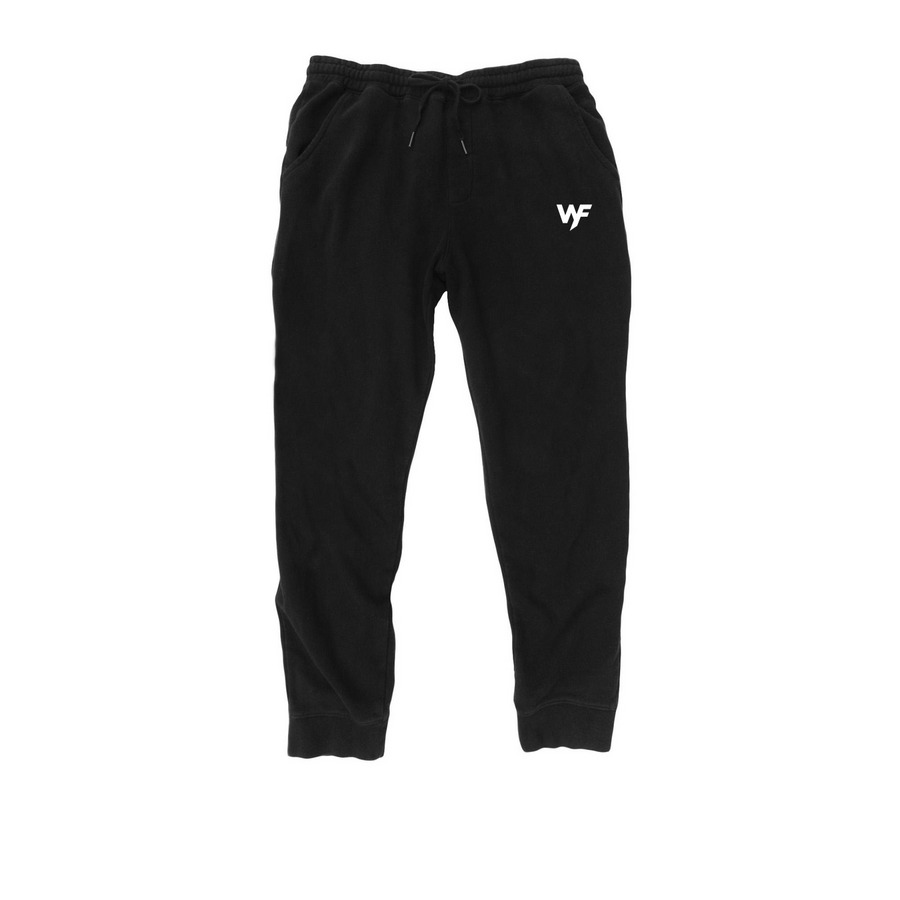 WicksFit Joggers White WF Logo, a Black Midweight Fleece Joggers