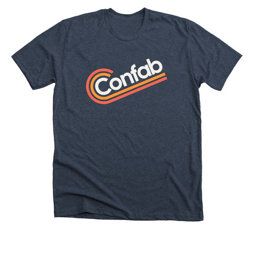 Confab 2023, a Heather Midnight Navy Premium Unisex Tee