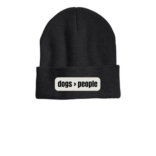 dogs > people beanie, a Heather Charcoal Printed Cuffed Beanie