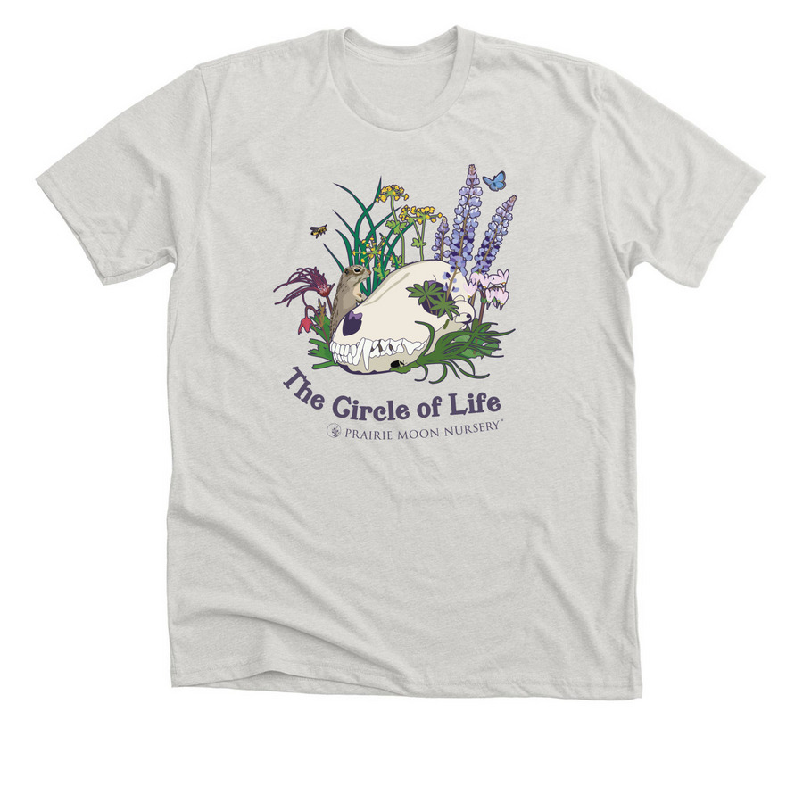 Circle of Life: Lupine & Skull (color), a Heather Cement Premium Unisex Tee