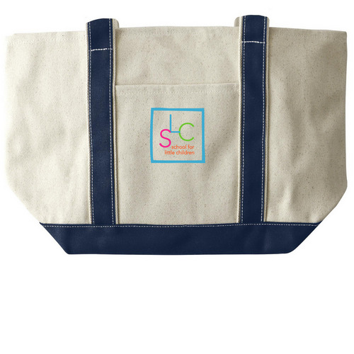 SLC Tote Bag, a Natural/Navy Large Two-Tone Canvas Tote Bag