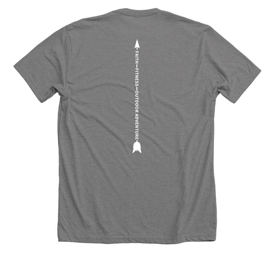 Summit/Arrow T-shirt, a Deep Heather Premium Unisex Tee (back-view)