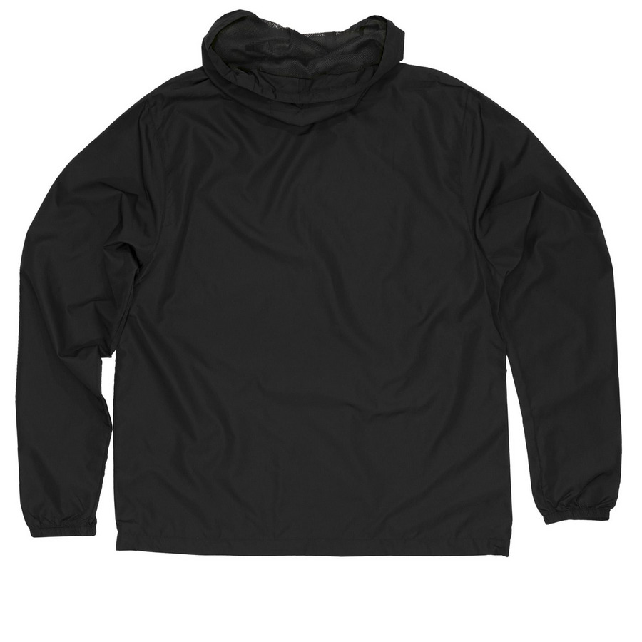 Windbreaker Snails, a Black Quarter-Zip Windbreaker (back-view)