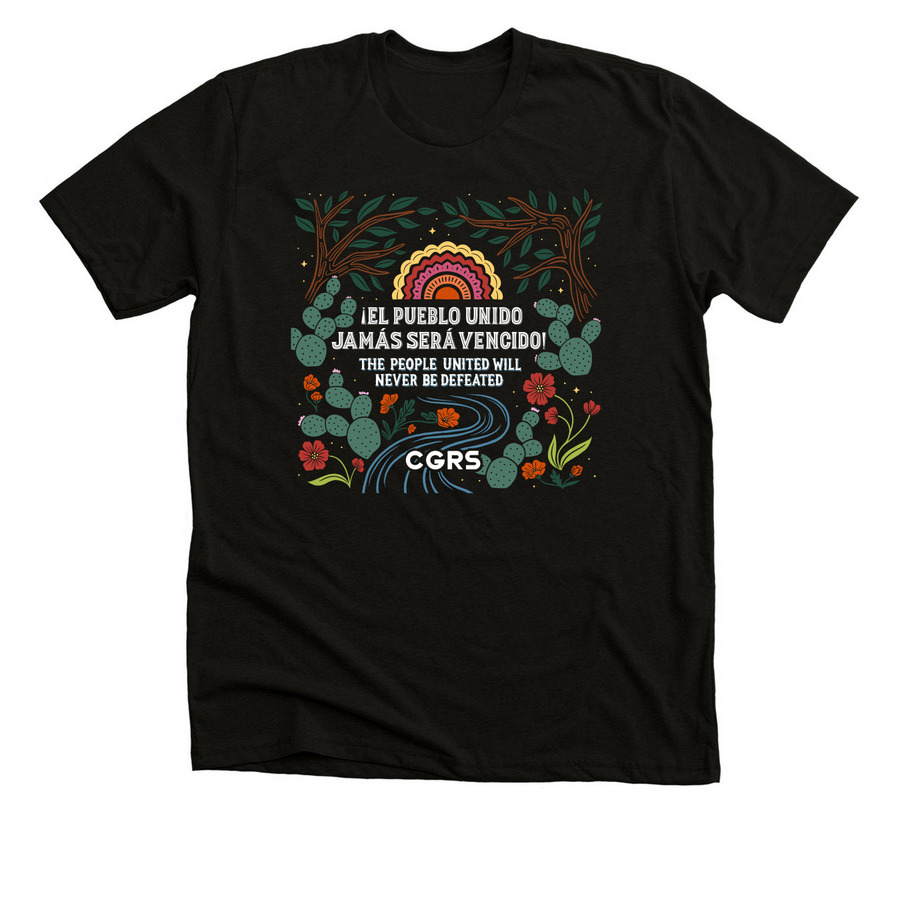 The People United Will Never Be Defeated, a Solid Black Blend Premium Unisex Tee