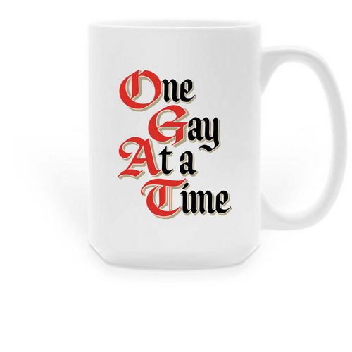 One Gay at a Time Mug, a White Large Coffee Mug