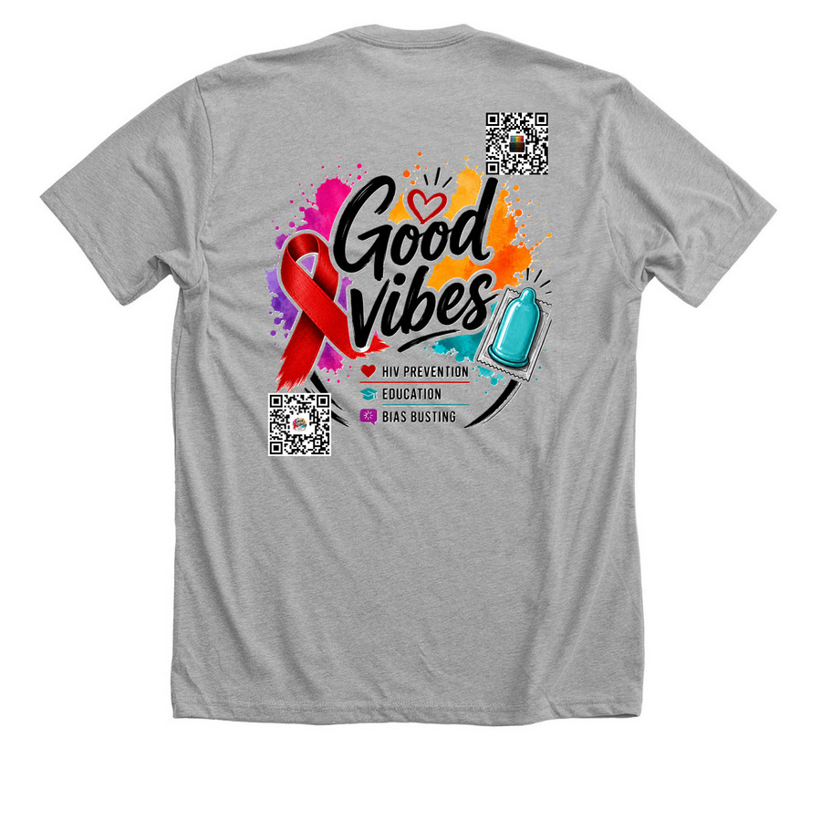 Good Vibes - Safe Vibes, a Athletic Heather Premium Unisex Tee (back-view)