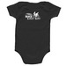 Bike East Baby Onesie, a Black Infant Onesie (back-view)