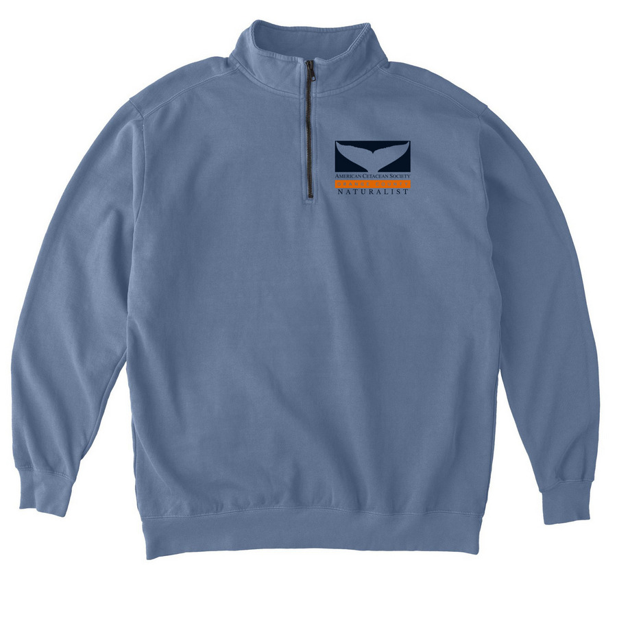NATURALIST Classic Pocket & Kelp Back Logo, a Blue Jean Comfort Colors Quarter Zip Pullover