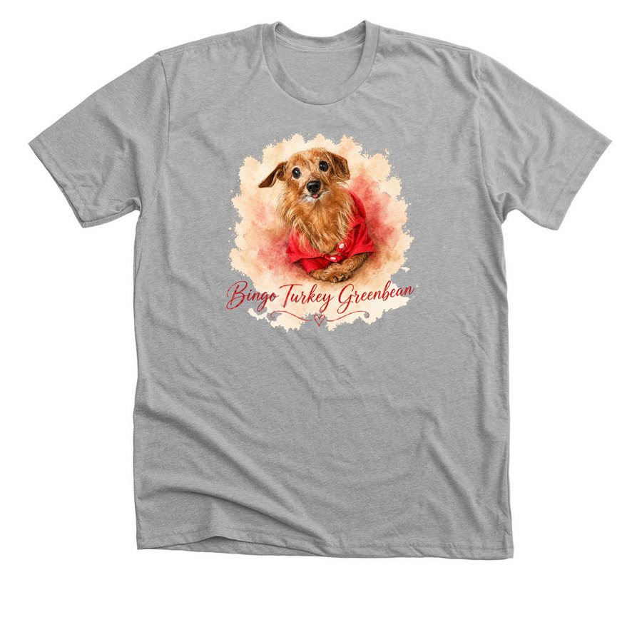 Bingo Turkey Green Bean, a Athletic Heather Premium Unisex Tee
