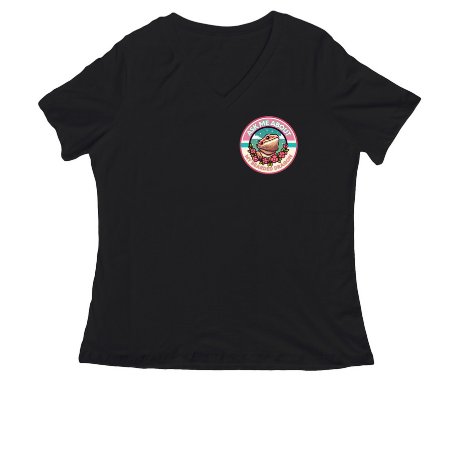 Ladies bearded dragon lover, a Black Women's Relaxed V-Neck Tee