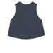 No MO Trans Bans, a Heather Navy Women's Cropped Racerback Tank (back-view)
