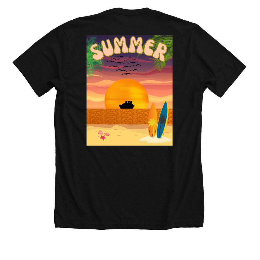 Summer Line, a Solid Black Blend Premium Unisex Tee (back-view)