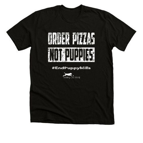 Order Pizzas Not Puppies, a Black Heather Premium Unisex Tee