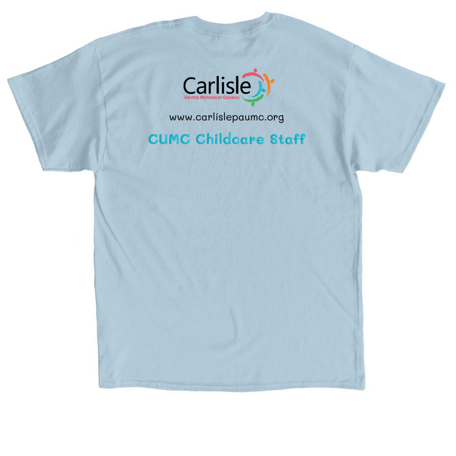 CUMC Nursery, a Light Blue Classic Unisex Tee (back-view)