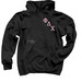 Pink Stacked Letters, a Black Pullover Hoodie