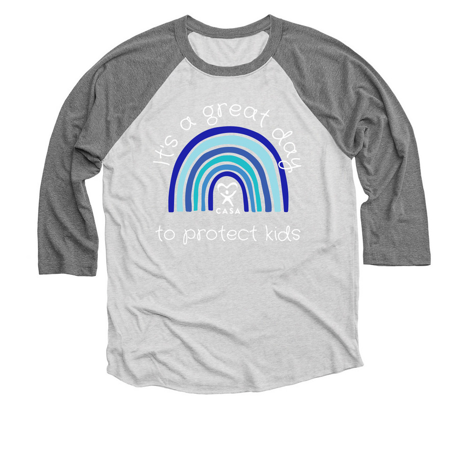 Protect Kids shirt, a Premium Heather and Heather White 3/4 Sleeve Baseball Tee