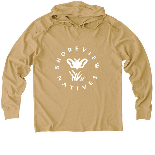 White Logo Shirt, a Golden Wheat Allmade Organic Cotton Mineral Dye Hoodie Tee